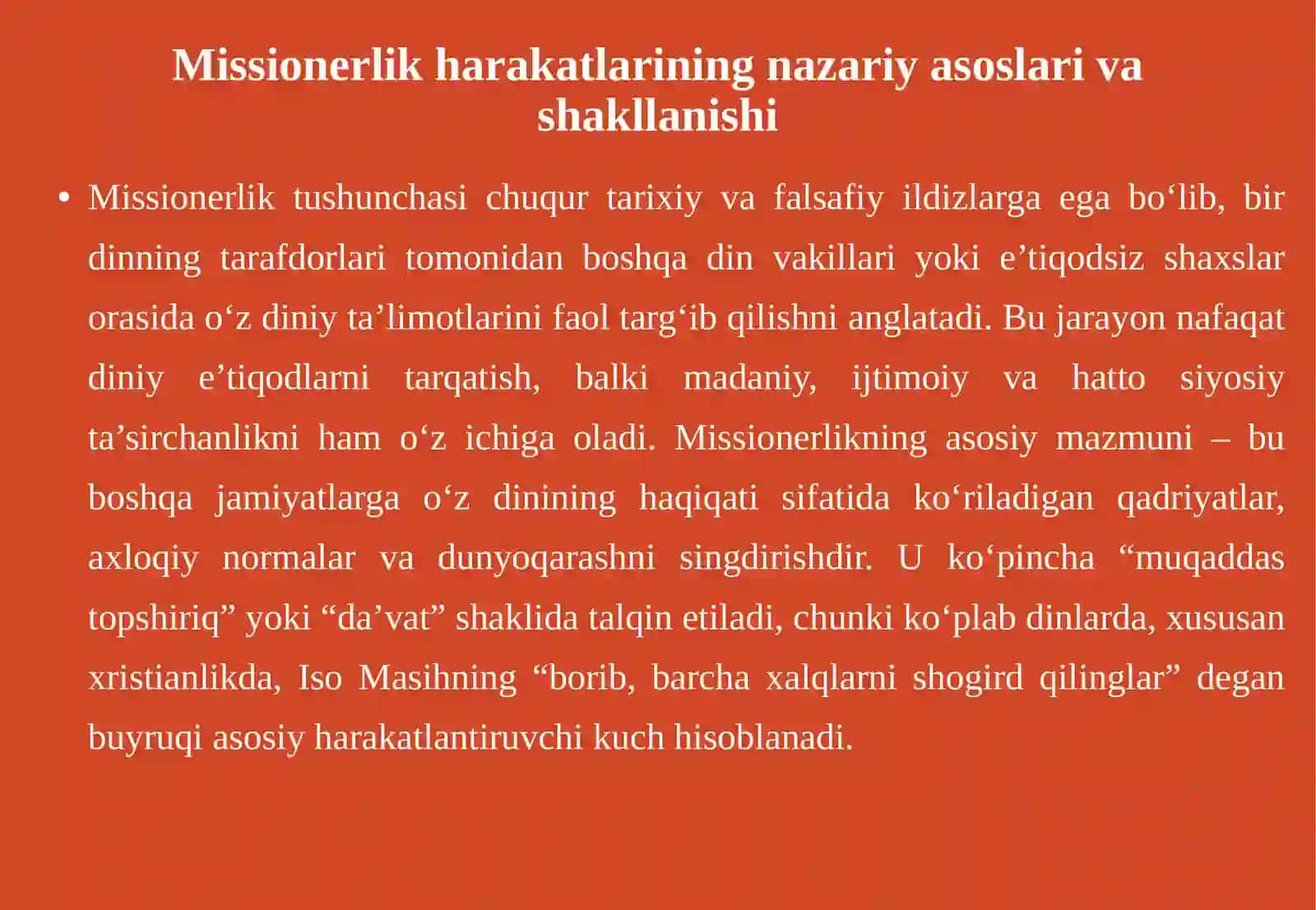 O‘zbekistonda faoliyati kuzatilgan missionerlik harakatlari va ular faoliyatining oqibatlari 4