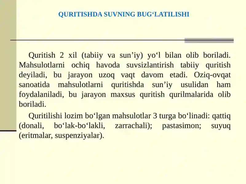MEVA-SABZAVOTLARNI QURITISHNING NAZARIY ASOSLARI 4