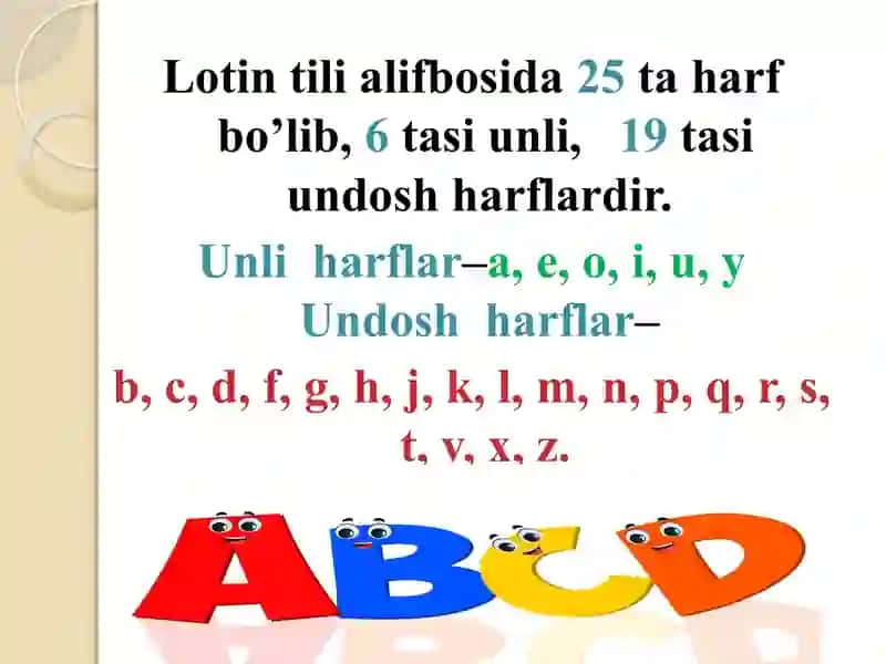 Lotin tilida alifbosi 4