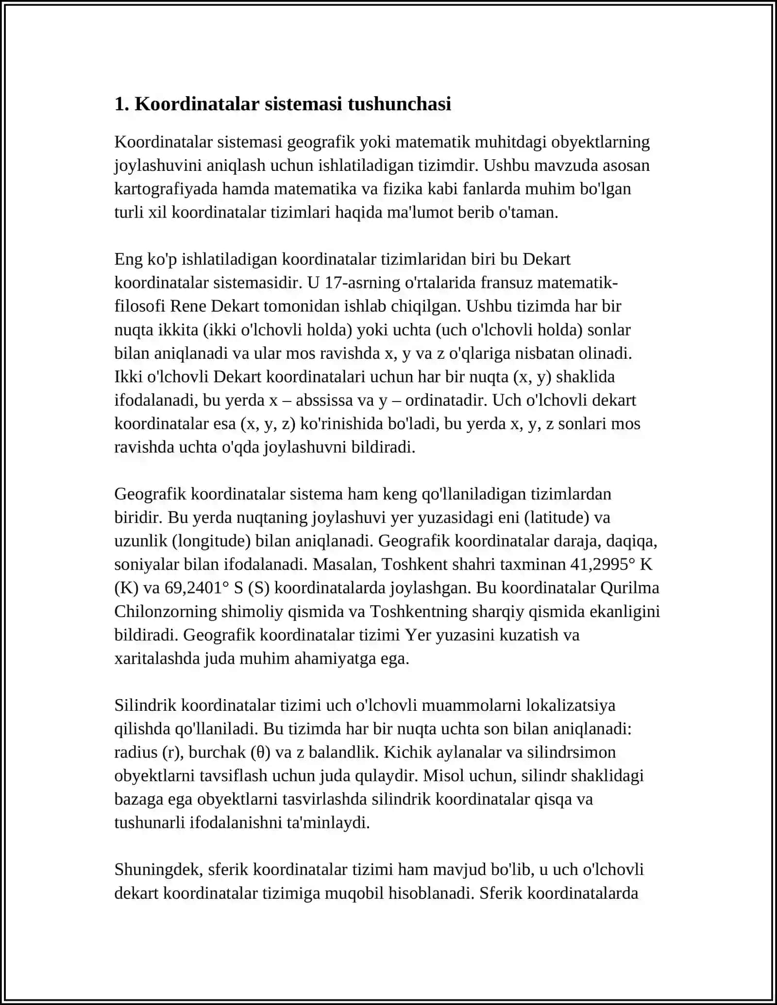 UMUMLASHGAN KOORDINATALAR VA SISTEMANING ERKINLIK DARAJASI 4