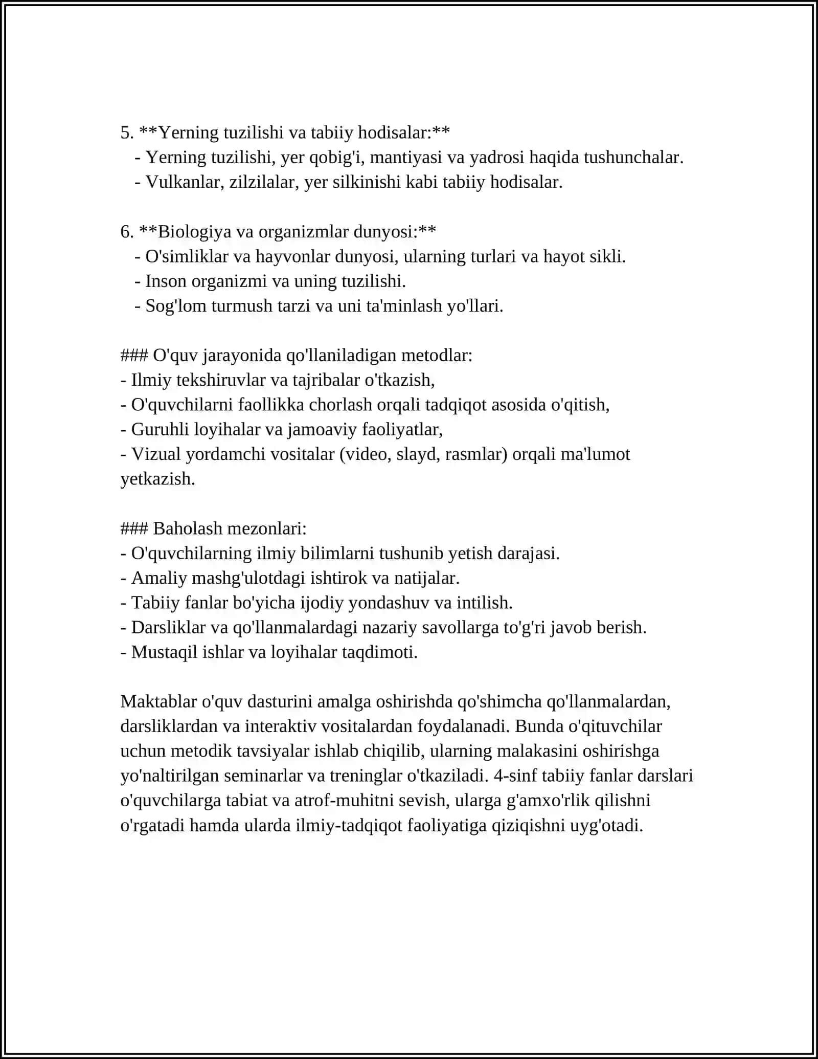 4-Sinfda Tabiy Fanlar Darsligini Tahlil Kilish va Taqriz Yozish 4