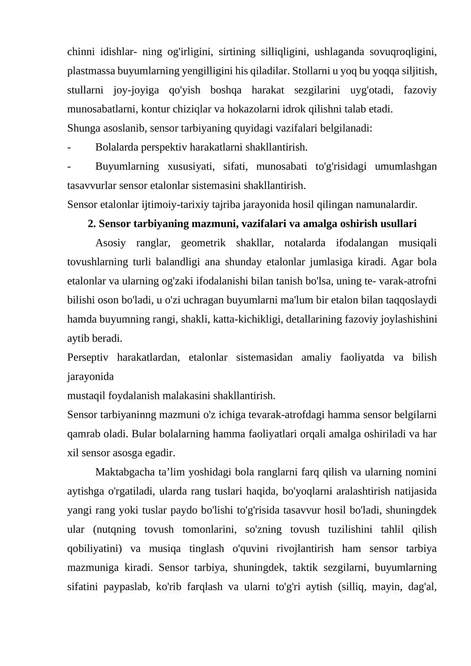 Maktabgacha yosh sensor jarayonlarni rivojlanish davri 4