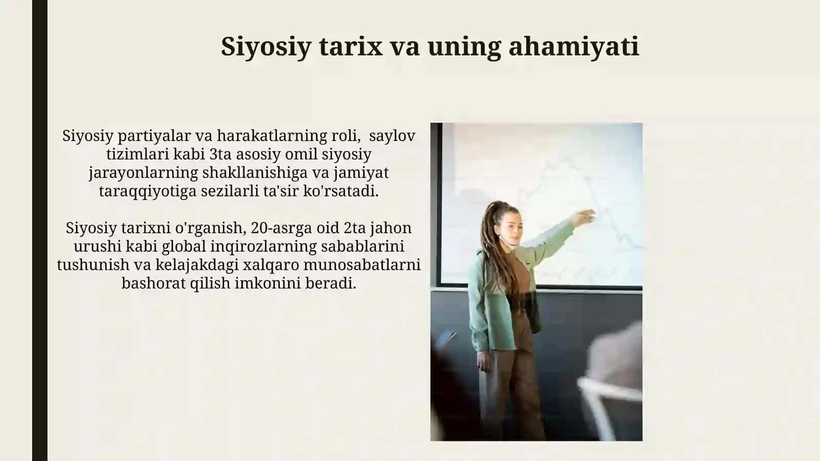 Jamiyat taraqqiyotida tarixning mazmuni, yo'nalishlarivakonsepsiyalari 4