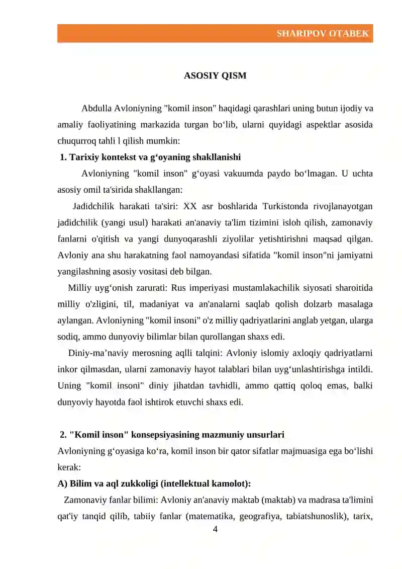 АBULLA AVLONIYNING KOMIL INSON HAQIDAGI QARASHLARI 4