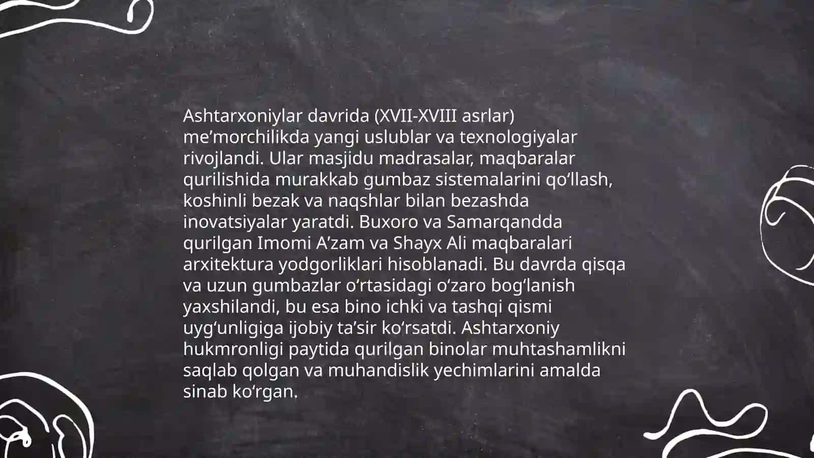 Ashtarxoniylar davrida binokorlik va ta'lim 4