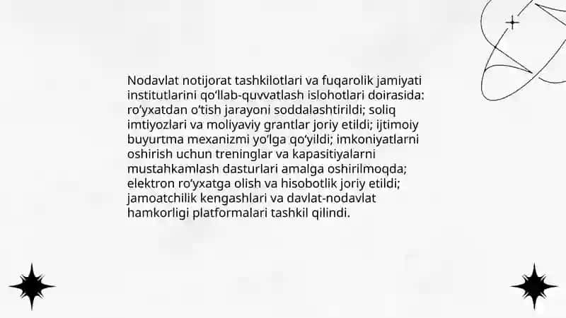 Oʻzbekistonda demokratik, fuqarolik jamiyati asoslarining shakllanishi amalga oshirilgan siyosiy islohotlar 4