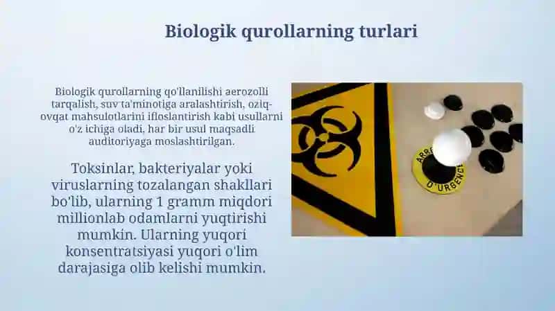 Biologik qurol turlari va ularning qollash usullari 4