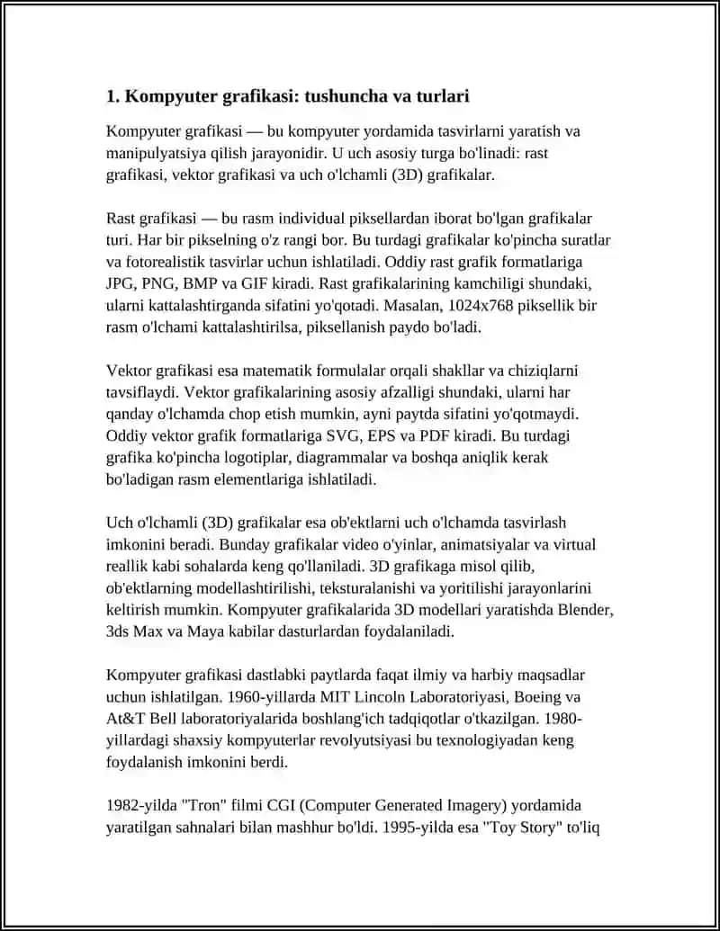 Kompyuter grafikasi va uning turatlari 4
