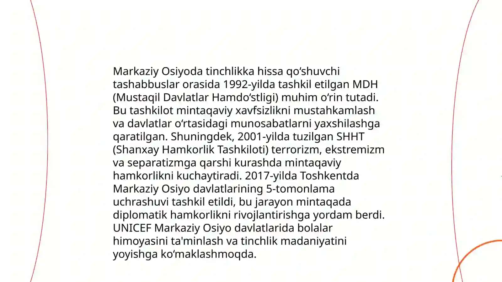 O‘zbekistonning Markaziy Osiyoda tinchlik va barqarorlikni ta’minlashdagi o‘rni 4