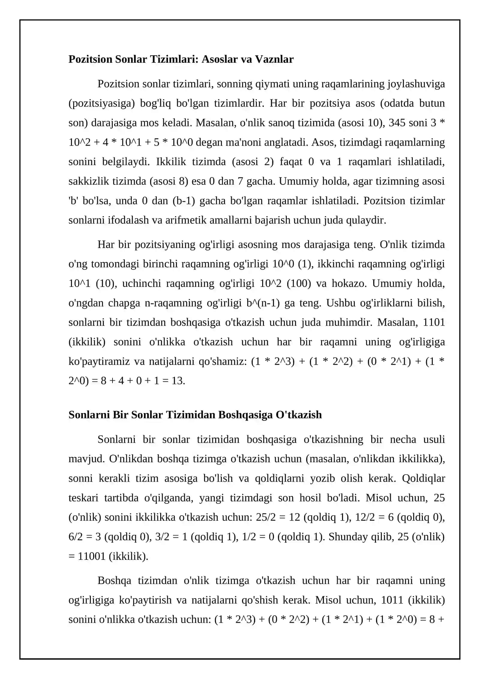 Sonlar tizimlari asoslari va turlari 4
