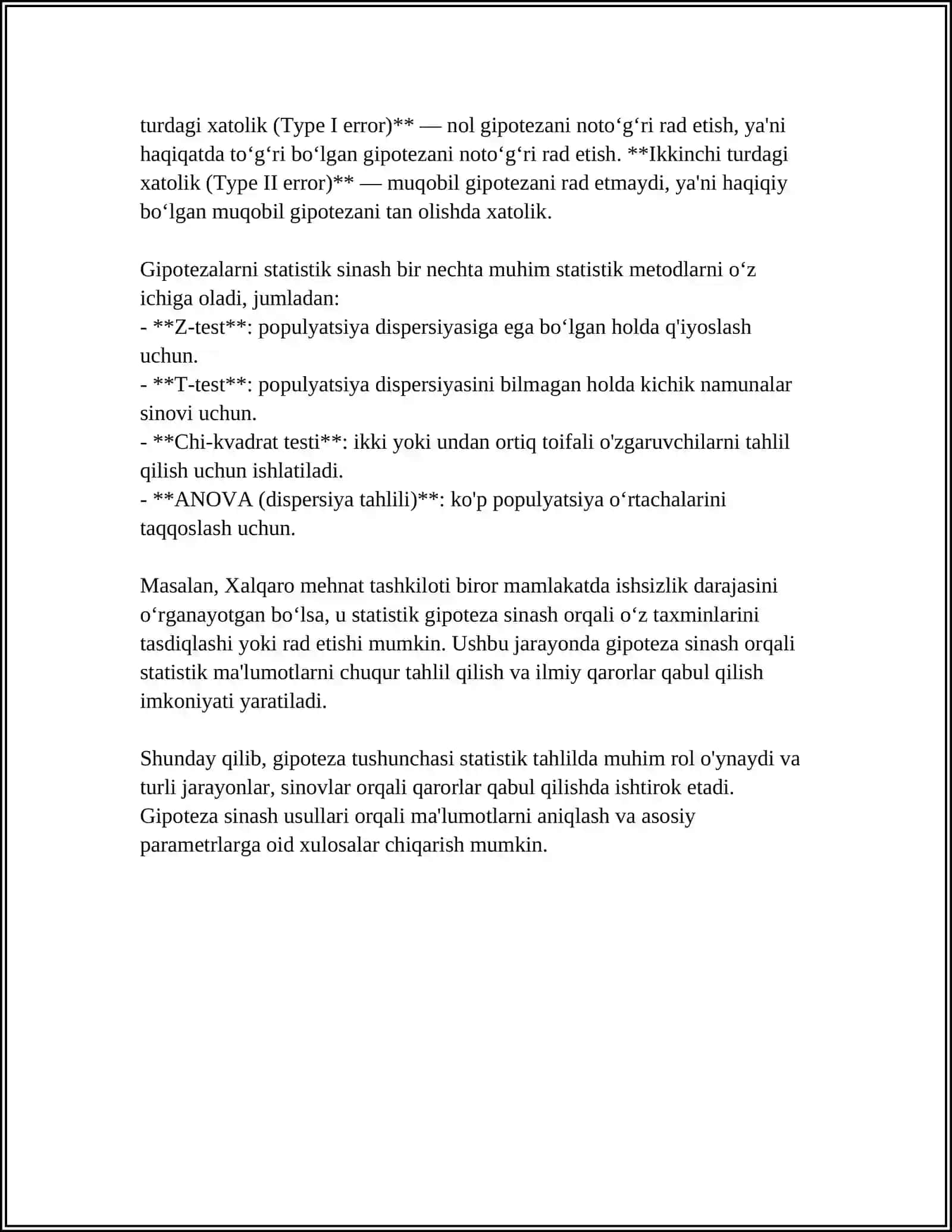 STATISTIK GIPOTEZALAR VA ULARNI QISHLOQ XŌJALIK MASALALARNI YECHISHGA QÒLLANILISHI 4