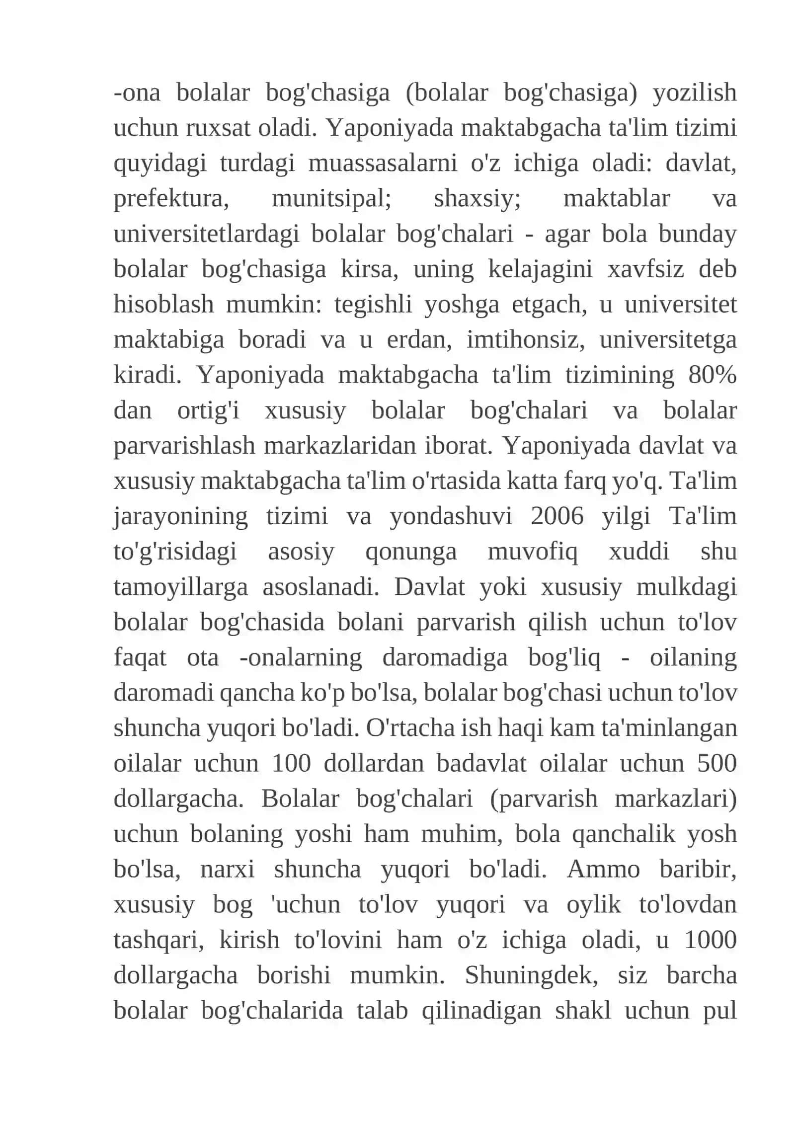 Yaponiya ta’lim-tarbiya tizimida maktabgacha ta’limning o‘rni va uning o‘ziga xos xususiyatlari 4