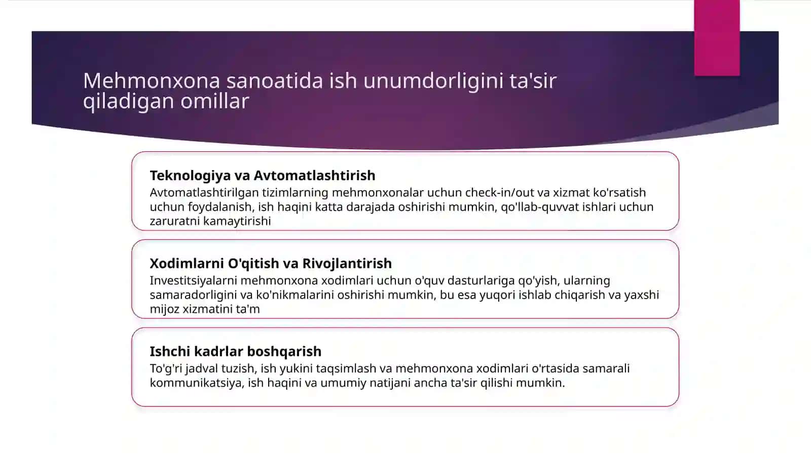 Turizm va mehmonxona xo'jaligi korxonalarida ish haqi va mehnat unumdorligi 4