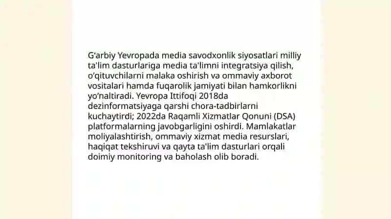 Dunyo mamlakatlarida media savodxonlikning taraqqiyoti 4