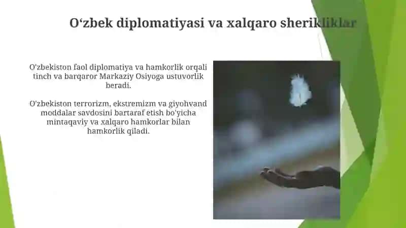 Oʻzbekistonning Markaziy Osiyoda tinchlik va barqarorlikni taʼminlashdagi oʻrni 4