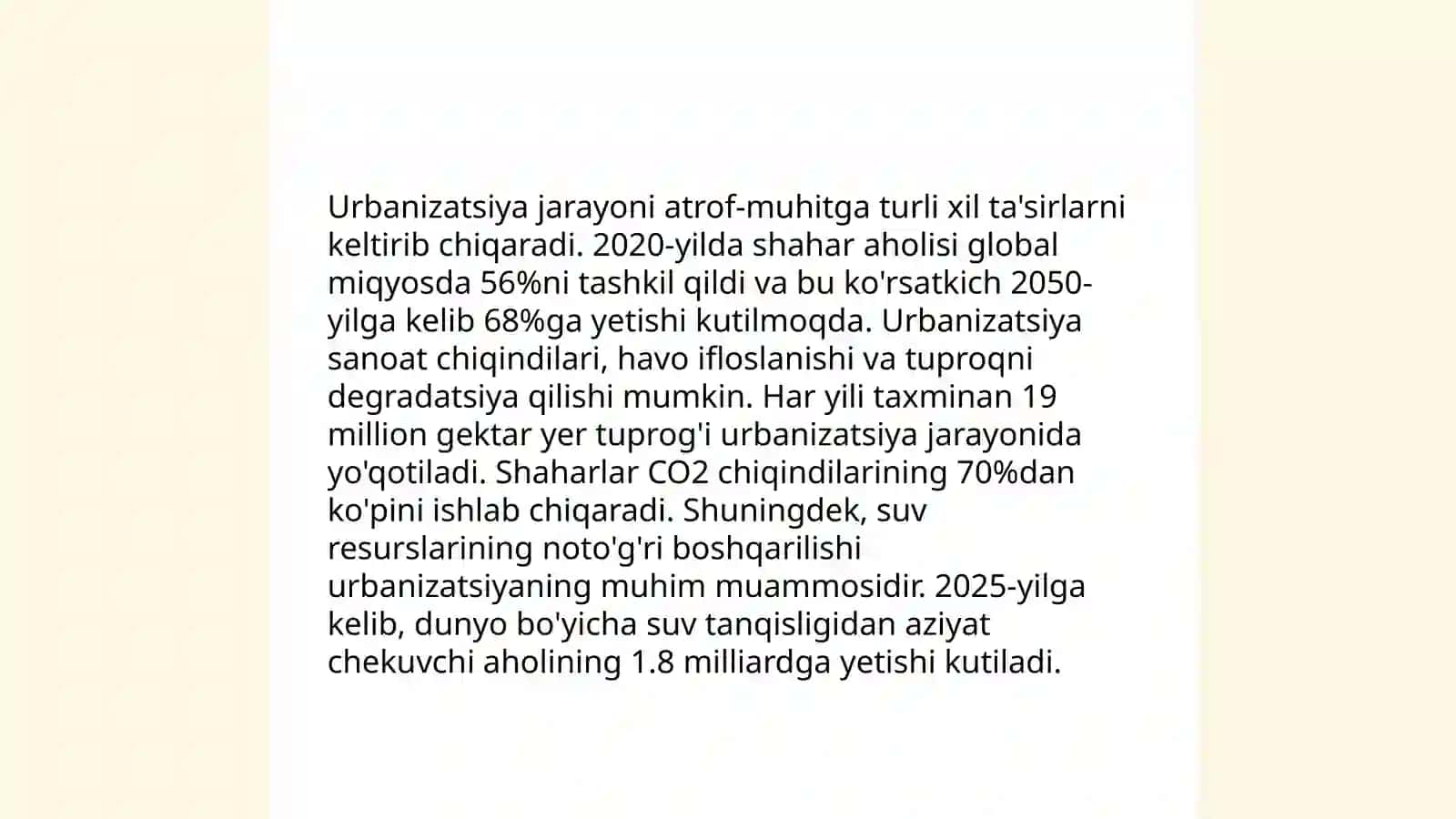 Urbanizatsiya jarayoni va ekologik muammolar 4
