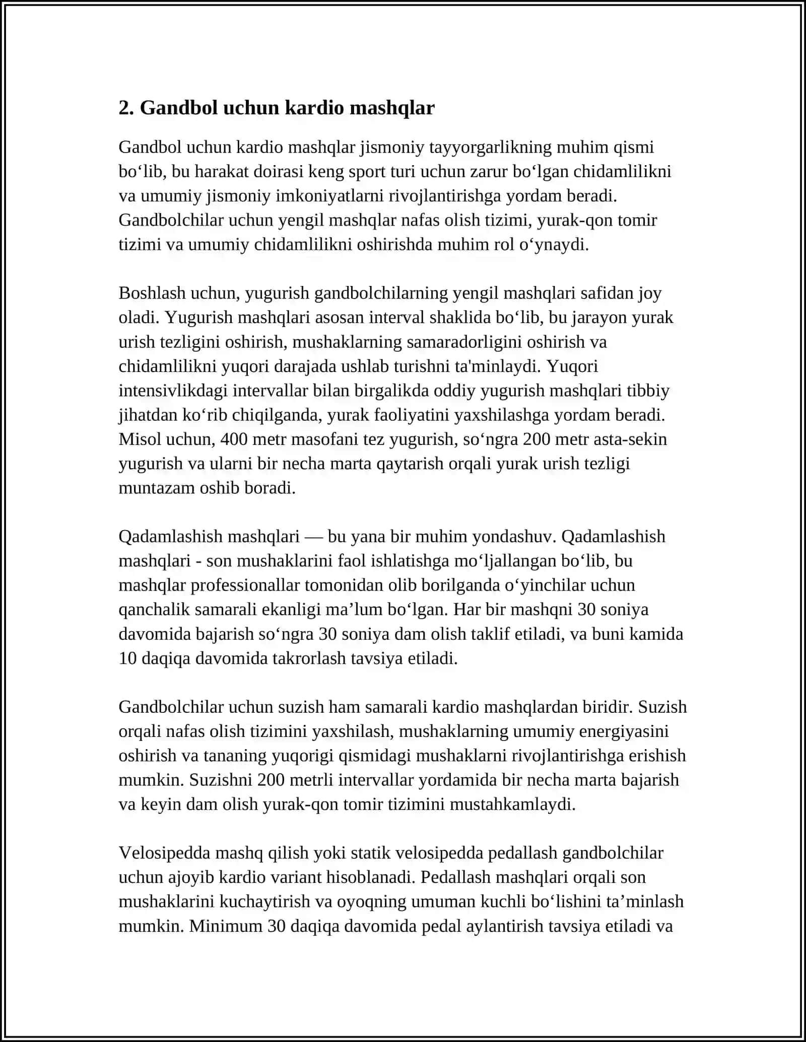 TANLANGAN SPORT TURI BO‘YICHA BADAN QIZDIRISH MASHQLARINI TUZISH (GANDBOL) 4