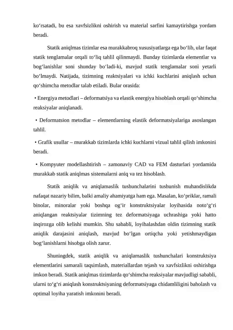 Statik aniqmas sistemalarni aniqlash nazariyasi 4