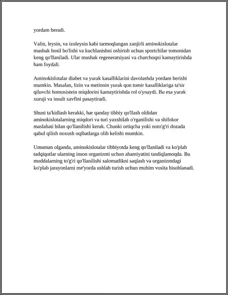 AMINO KISLOTALAR ULARNING KLINIKADA QULLANILISHI 4