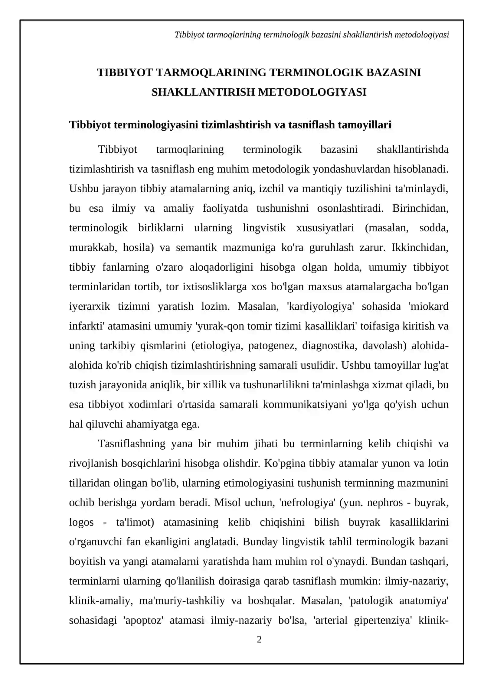 Tibbiy soha tor yo‘nalishlari bo‘yicha atama va so‘zlarning lug‘atini tuzish 4