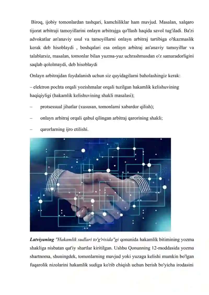 Onlayn arbitraj jarayonlarini olib borishning huquqiy tartibi 4