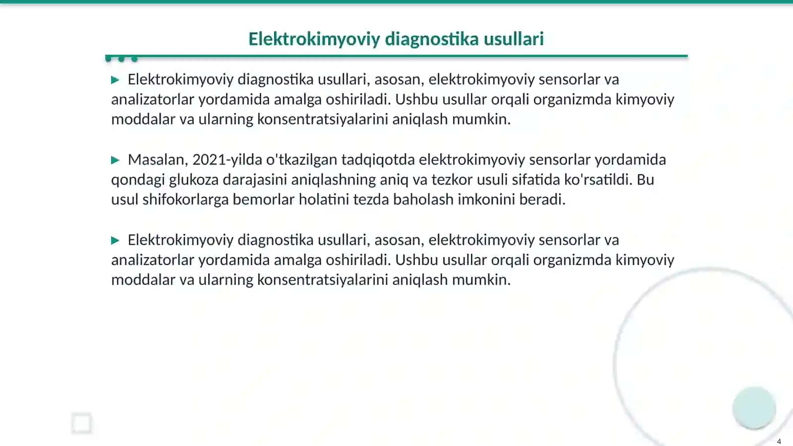 Elektrokimyoviy davolash va diagnostika 4