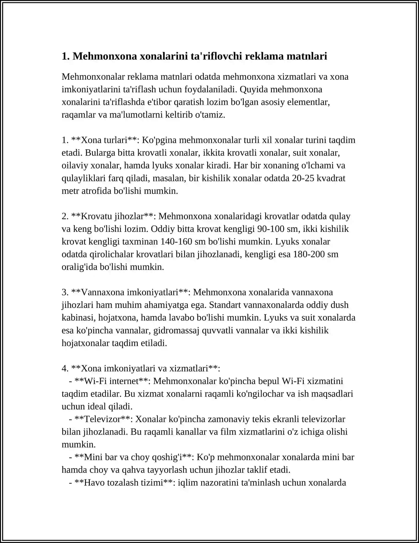 MEHMONXONA XIZMATLARI REKLAMA MATNLARNI ISHLAB CHIQISH 4
