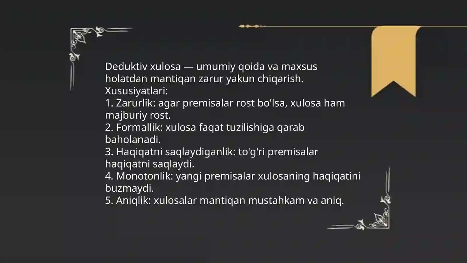 Xulosa chiqarishning umumiy mantiqiy tavsifi 4