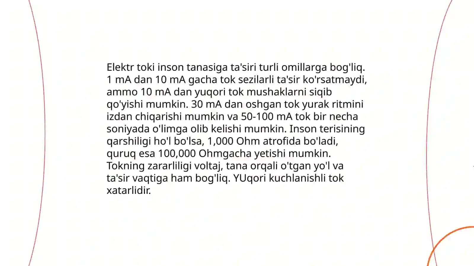 Elektr tokini odam tanasiga taʼsiri va undan himoya choralari 4