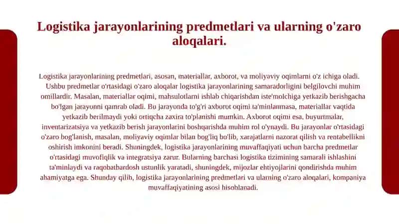 Tijorat logistikasining mohiyati, predmet va vazifalari 4