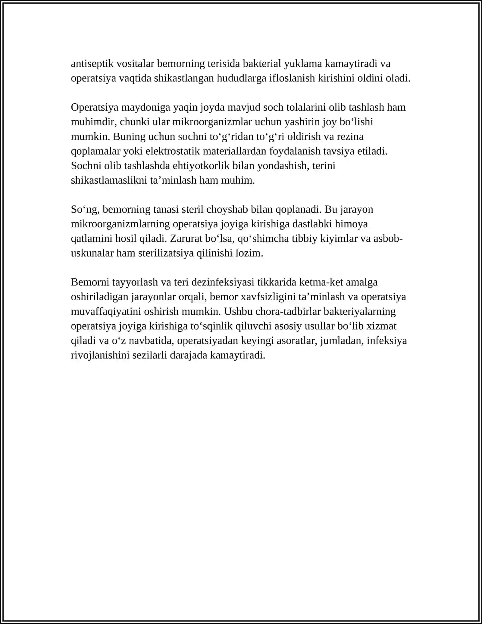 XIRURGIYADA INFEKSIYA TUSHUSHINI OLDINI OLISH 4