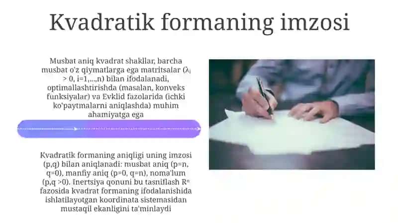 Musbat aniqlangan kvadratik formalar 4