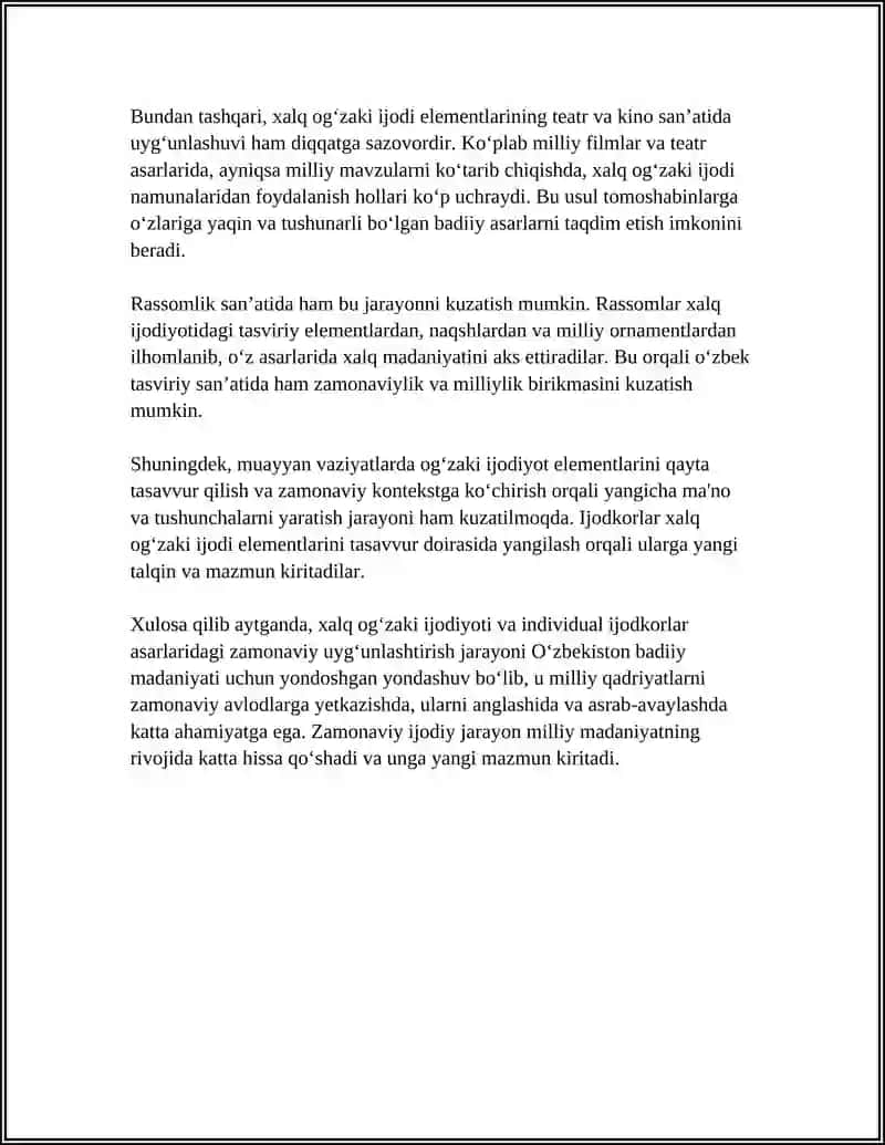 INDIVIDUAL IJODKORNING XALQ OGʻZAKI IJODIDAN FOYDALANISH MAHORATI 4