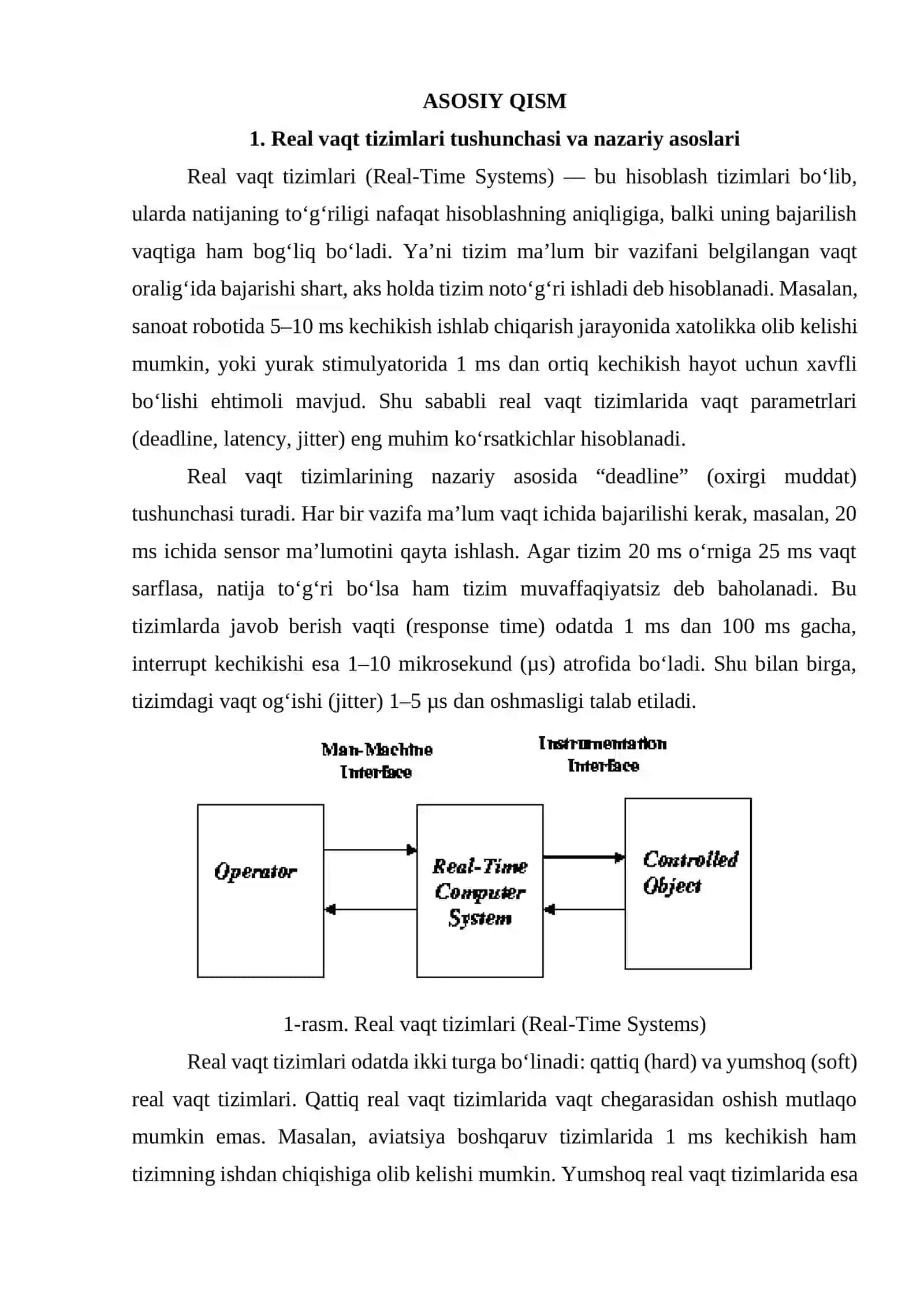 O‘rnatilgan tizimlarda real vaqt (Real-Time Systems) tushunchasi va RTOS 4