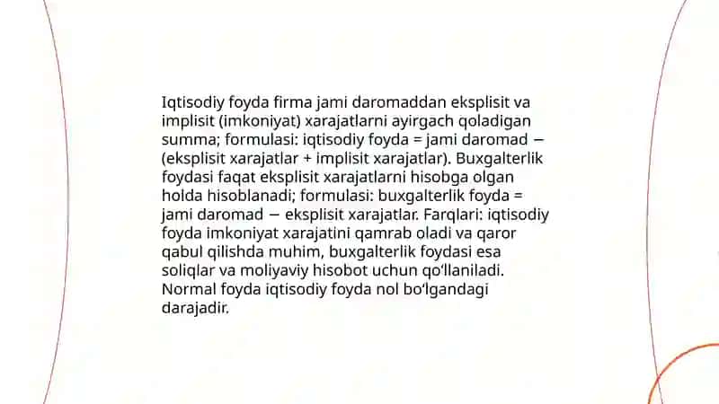 Firma foydasini aniqlash va uni maksimallashtirish 4