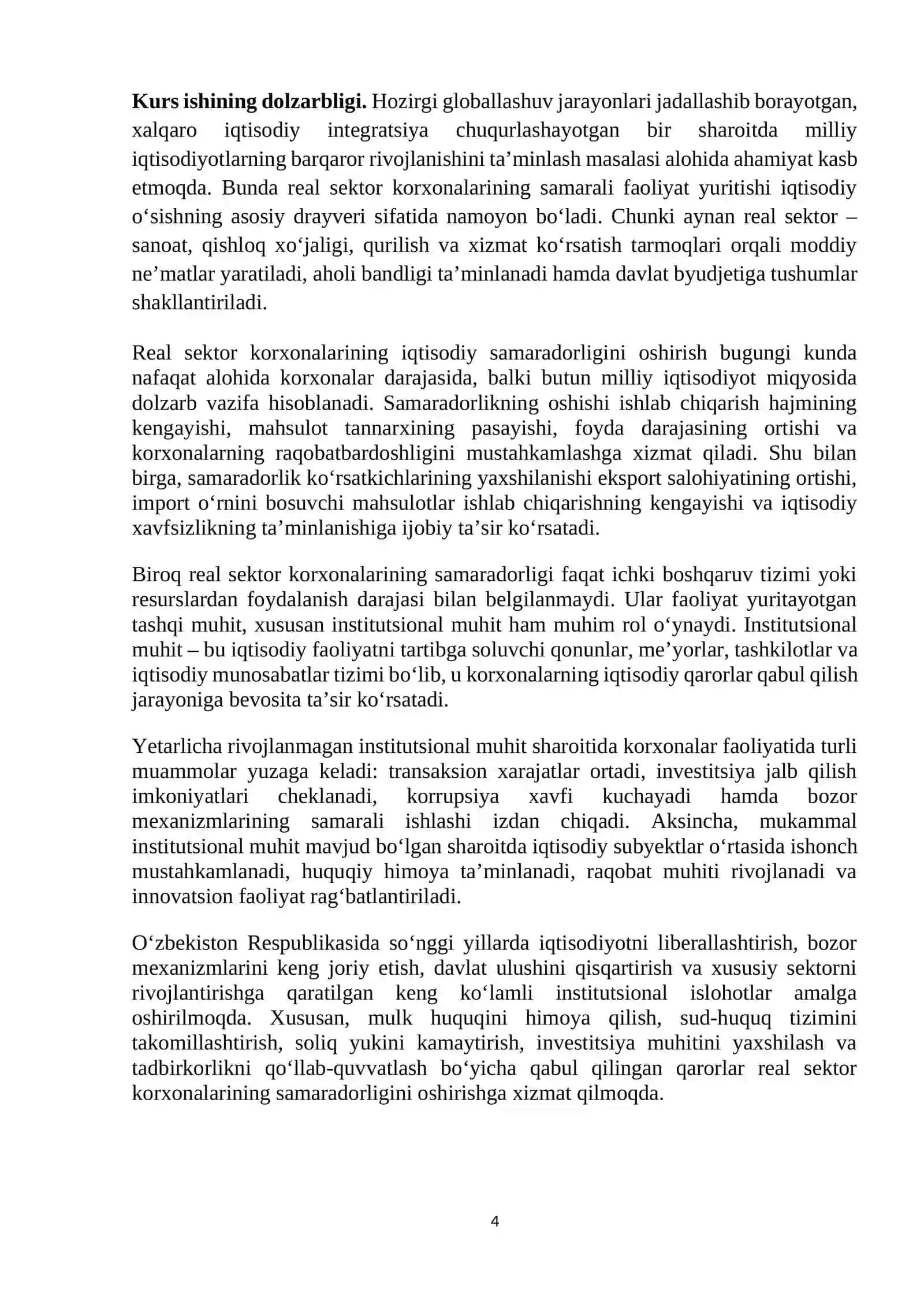 Real sektor korxonalarining iqtisodiy samaradorligini oshirishda institutsional muhit 4