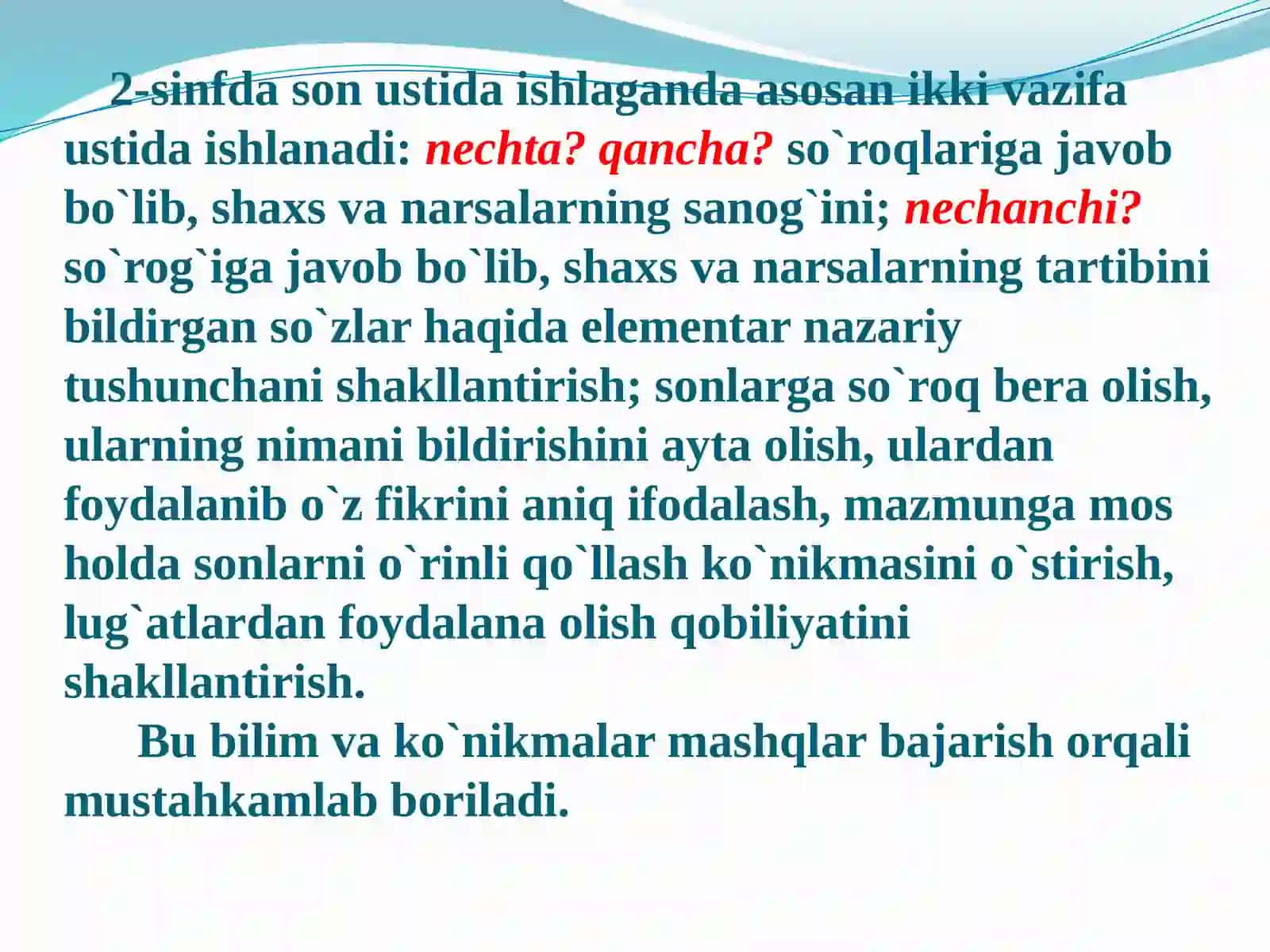 Sonni o`rganish dars rejasi va ishlanmasini tuzish 4