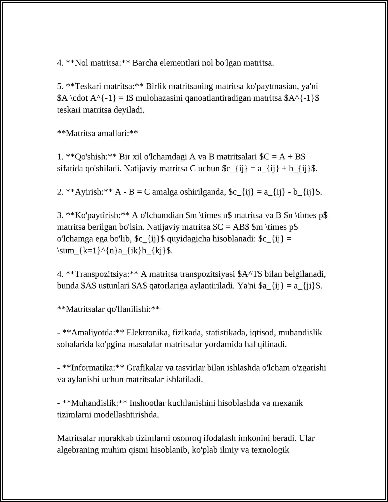 MATRITSAVIY ANALIZ ELEMENTLARI 4