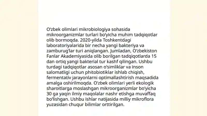 Oʻzbek olimlarin mikrobiyologiyaga qoshgan hissasi 4