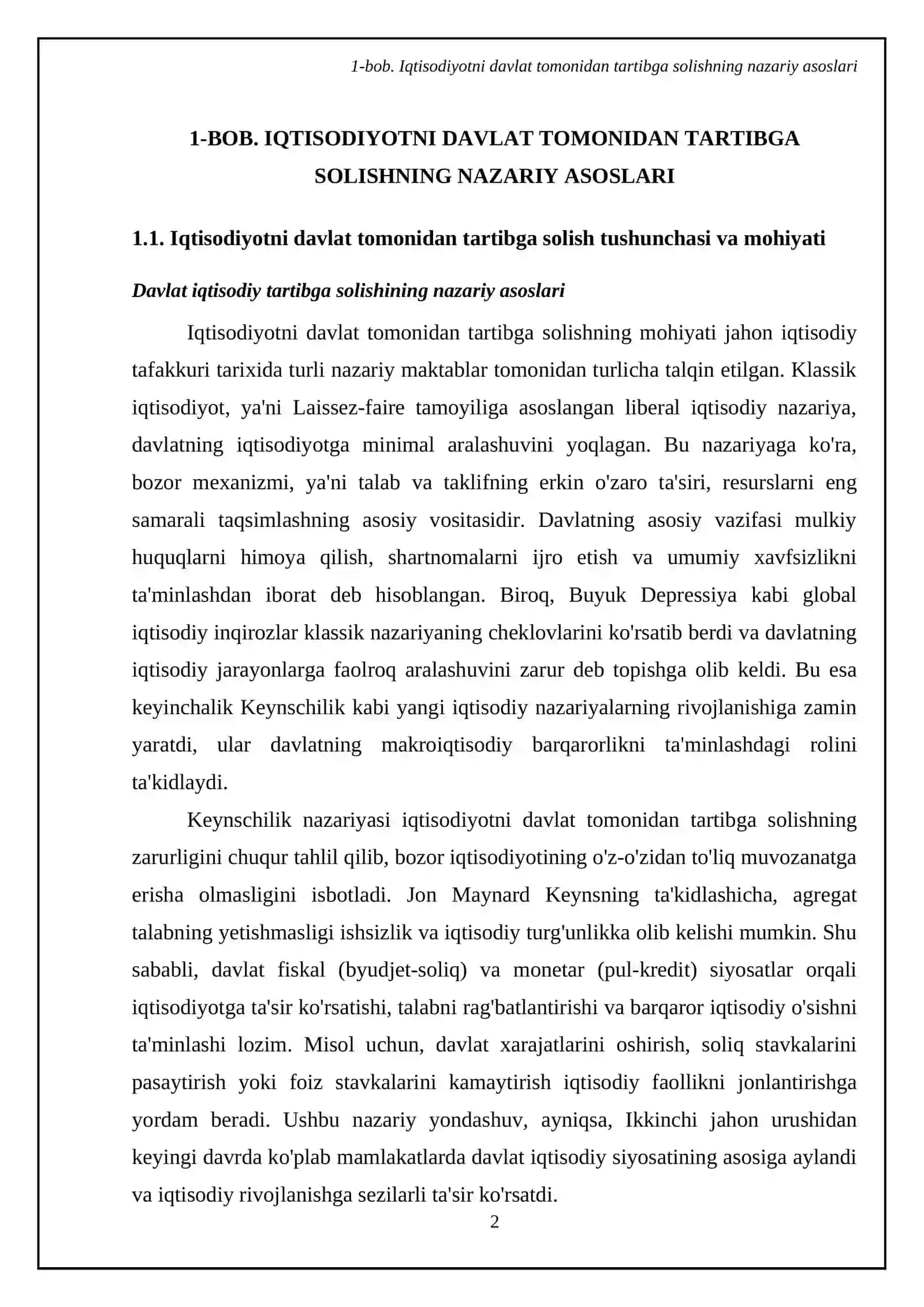 Iqtisodiyotni davlat tomonidan tartibga solishning mohiyati va zarurligi 4