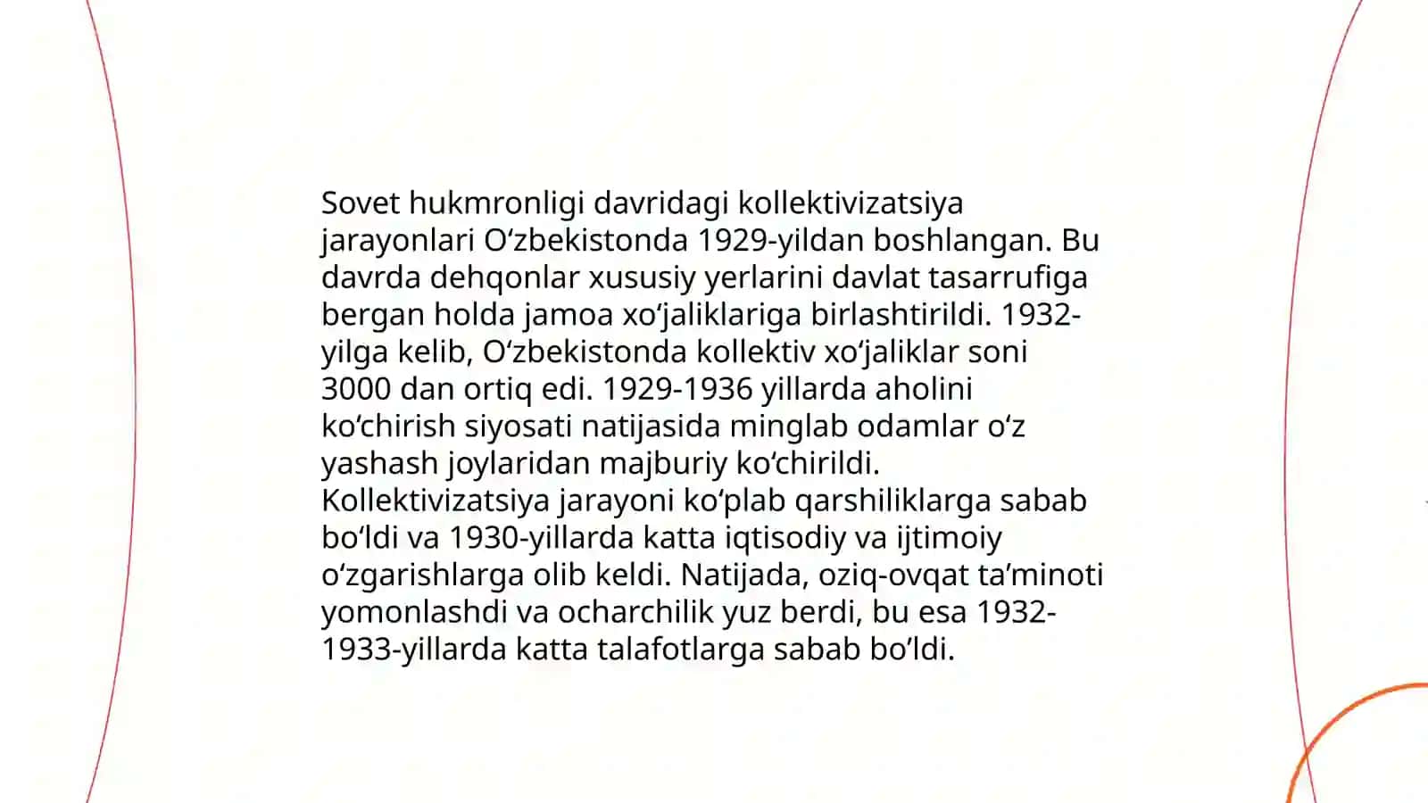 Rossiya imperiyasi va Sovet hukmronligi davrida oʻlkadagi ijtimoiy iqtisodiy, siyosiy va maʼnaviy jarayonlar 4