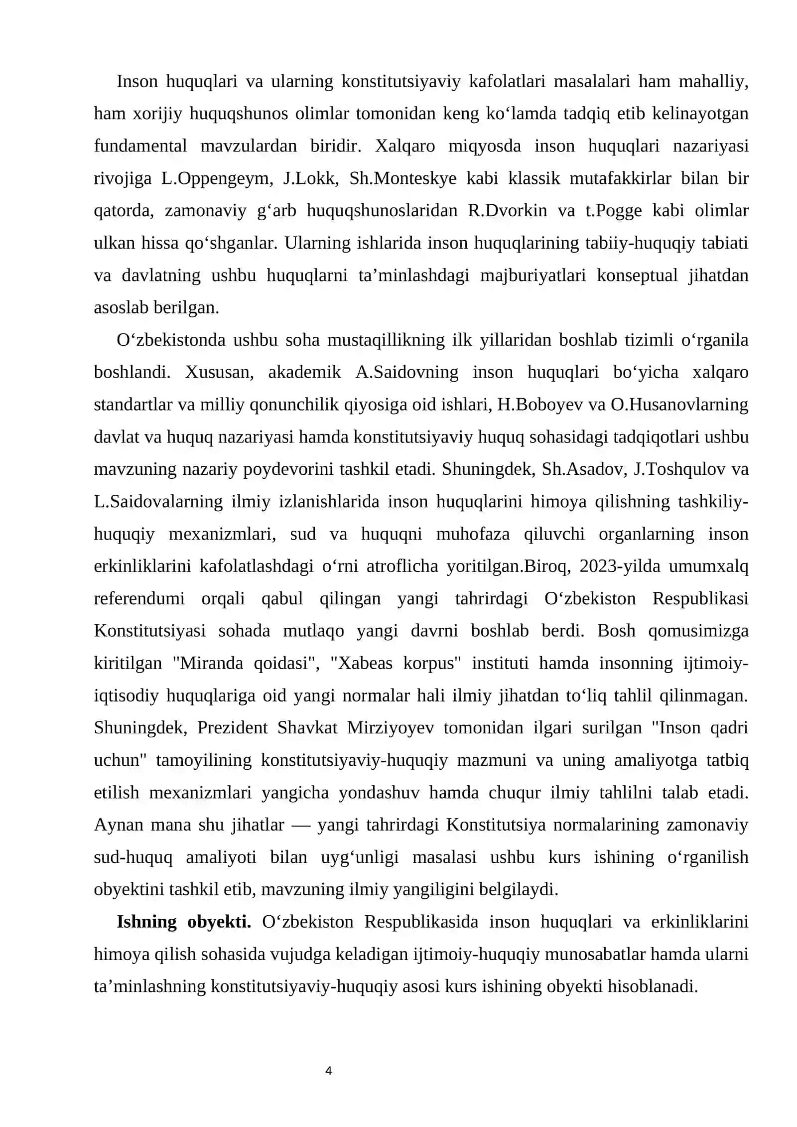 Konstitutsiyada inson huquqlari himoyasining kafolatlari kurs ishi 4
