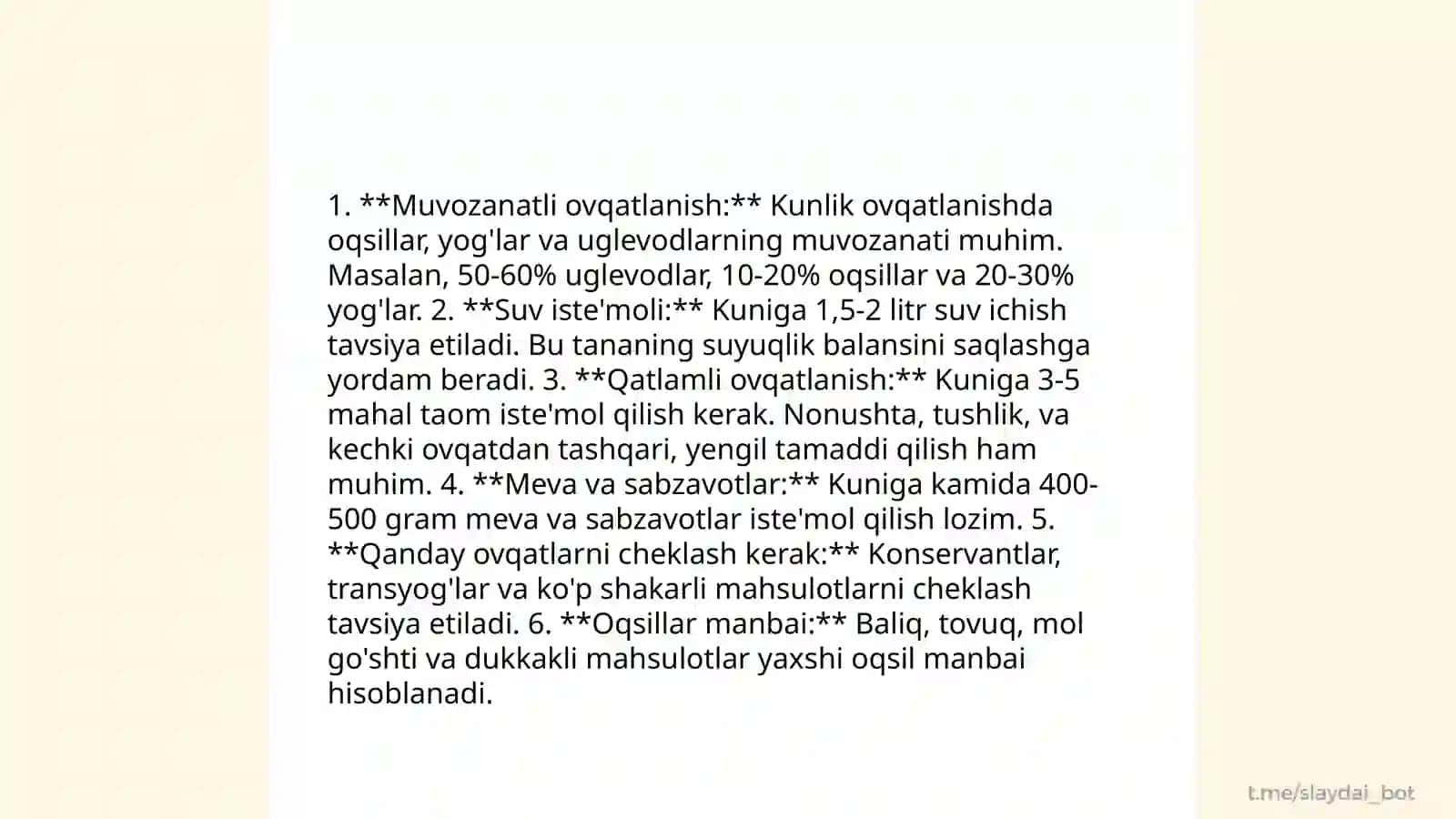 Ovqatlanish gigienasi.Ovqatlanish ratsionini tuzish metodlari 4