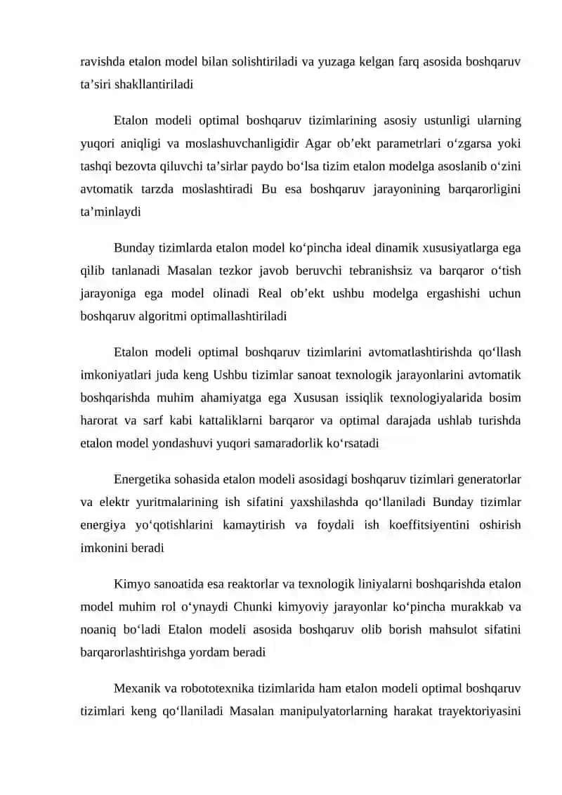 Boshqaruv ob’ektida ektremumni bevosita qidirishli static rejimlarni optimallashtirish algoritimlari 4