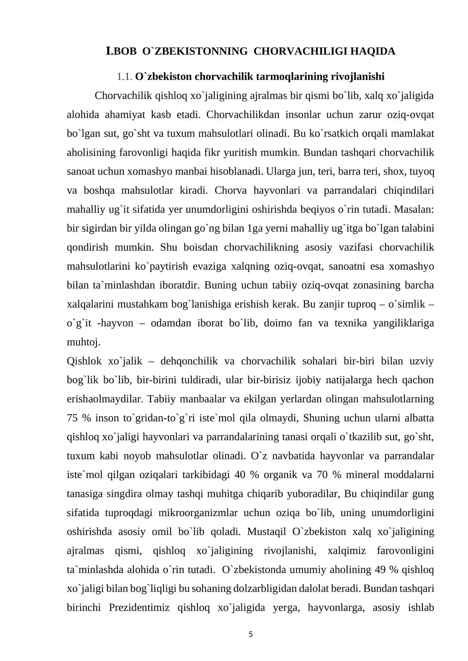 Chorvachilikning Respublika xalq xo`jaligidagi ajamiyati 4