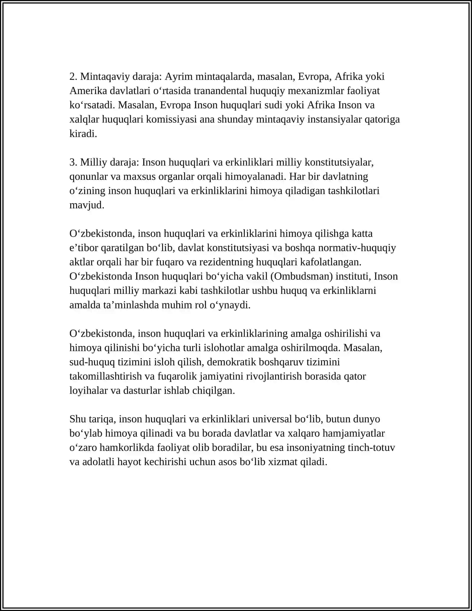 YANGI O‘ZBEKISTONDA INSON HUQUQLARI VA ERKINLIKLARI KAFOLATLARI 4