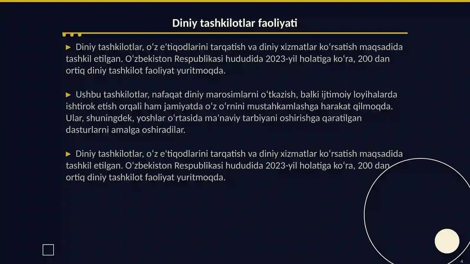 Vijdon erkinligi va diniy tashkilotlar toʻgʻrisidagi qonunning asosiy mohiyati 4