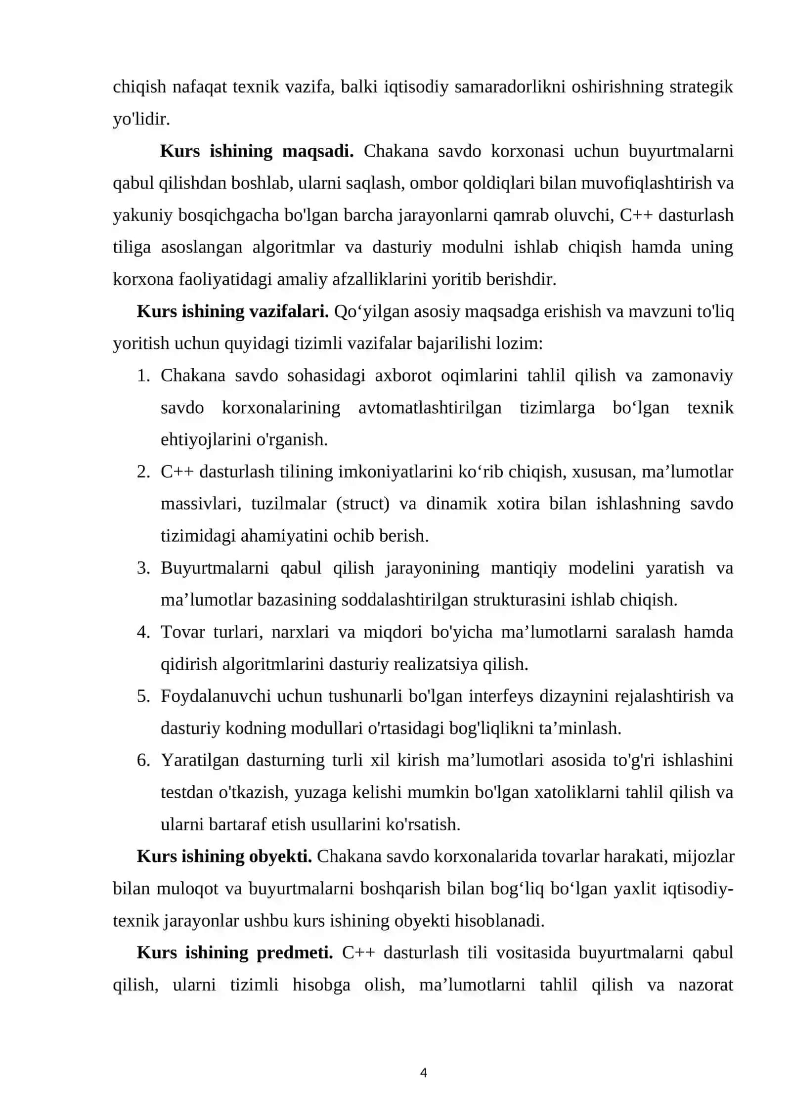 Chakana savdo korxonasida buyurtmalarni qabul qilish, hisobga olish va nazorat qilish dasturini yaratish 4