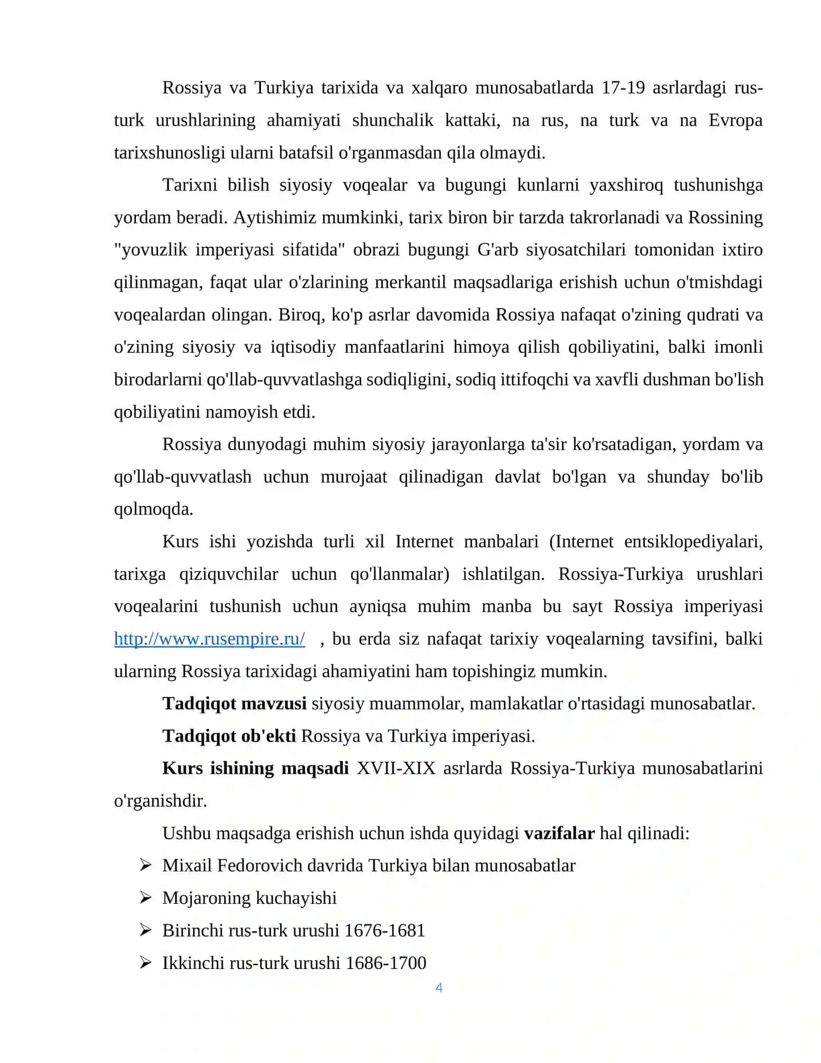 XVII-XIX asrlarda Rossiya-Turkiya munosabatlari 4