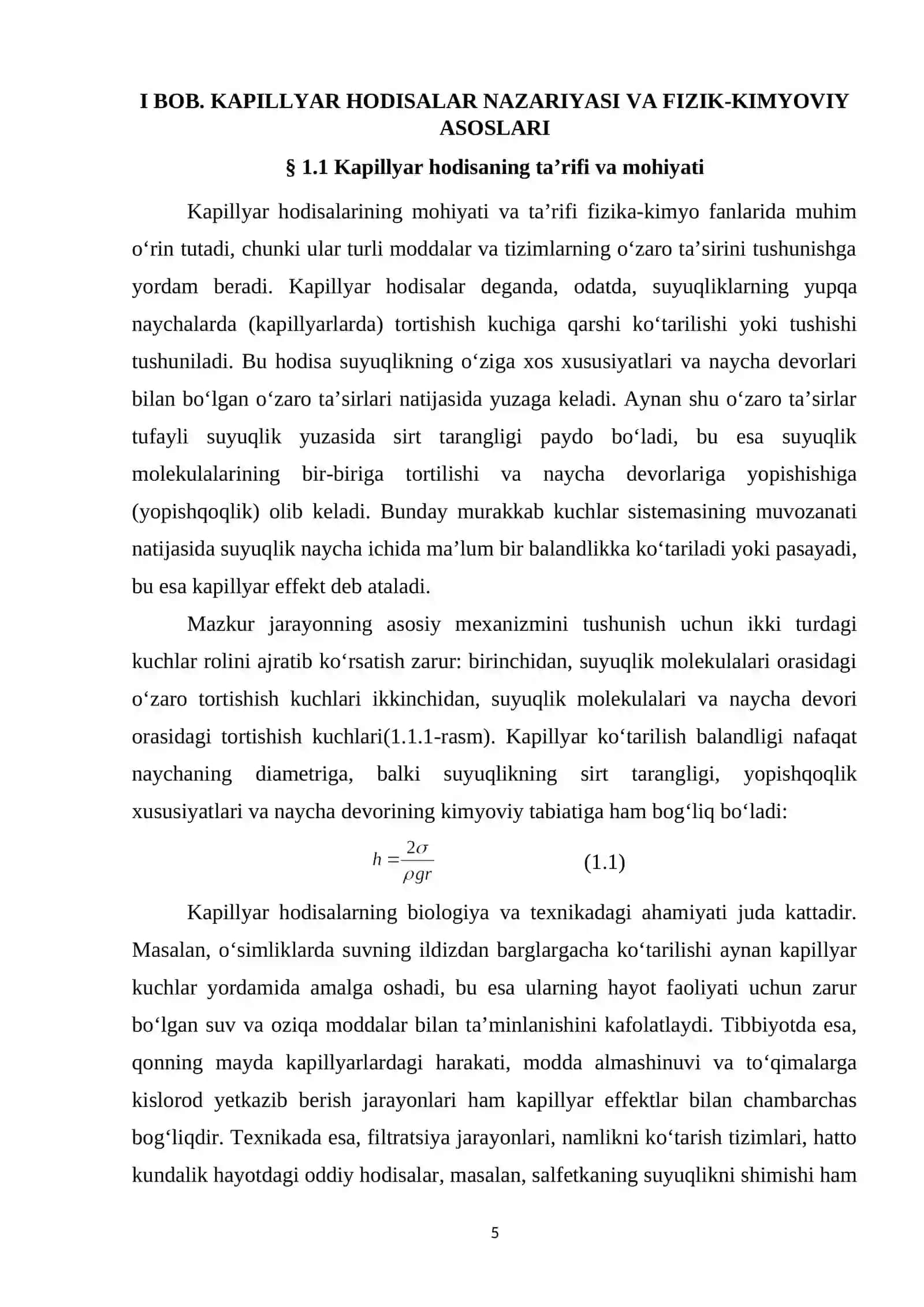 Kapillyar hodisalar nazariyasi va ularning biologiya hamda texnikadagi qoʻllanilishi 4